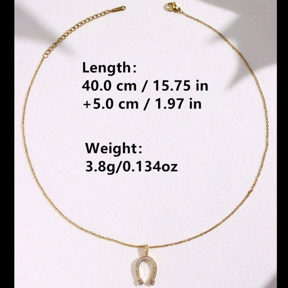 Cubic Zirconia Gold Horseshoe Necklace - Picture 5 of 5